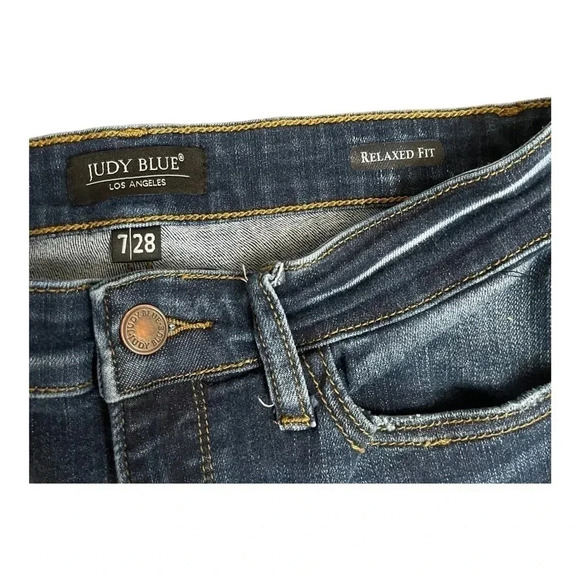 Judy Blue Relaxed Fit JB82102DK Dark Wash Ankle Stretch Jeans Womens size 7/28 - Picture 5 of 15
